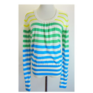 ICEBREAKER Sweater Thin Merino Wool Striped Scoop